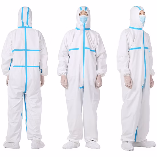 CE Tipo 4&5&6 En14126 Macacão Microporoso Descartável Não Tecido Impermeável e Respirável de Alta Qualidade para Proteção Pessoal